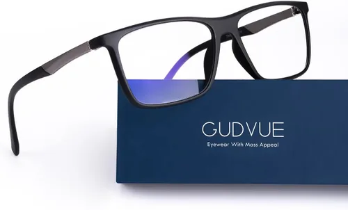 Vista 13 de GUDVUE Gafas de bloqueo de luz azul para hombre, gafas rectangulares ligeras