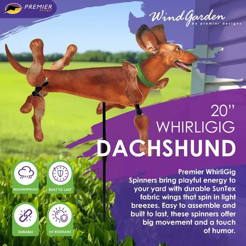 Vista 2 de Premier Kites Whirligig Spinner - 20 pulgadas Dachshund Spinner
