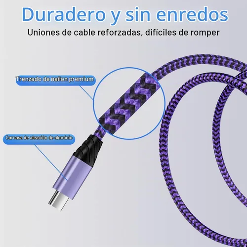 Vista 6 de Cable USB C tipo C para Android Auto, cable de transferencia de datos USB de carga rápida para Samsung Galaxy S25
