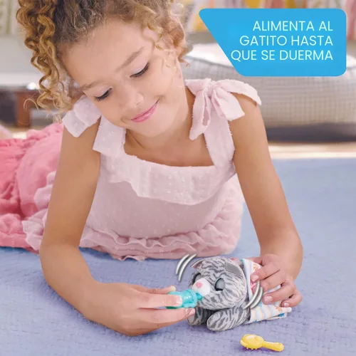 Vista 2 de furReal Just Play - Gatito interactivo para mascotas, pequeño gato de peluche con sonidos y movimiento, piel sintética, juguetes para niños a partir