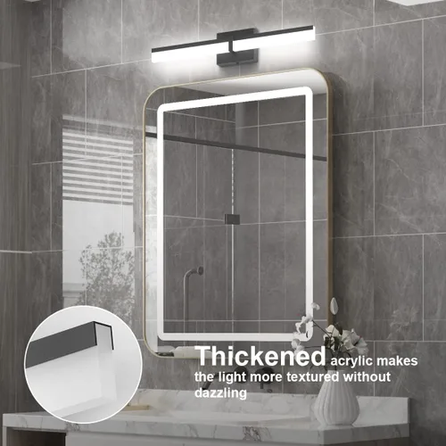 Vista 2 de Tipace Lámparas de baño negras de 24 pulgadas, luces LED modernas sobre espejo (luz blanca, 6000 K)