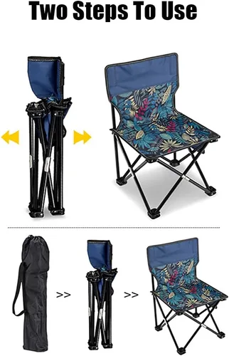 Vista 4 de Silla de camping plegable portátil para exteriores, capacidad de 330 libras con respaldo