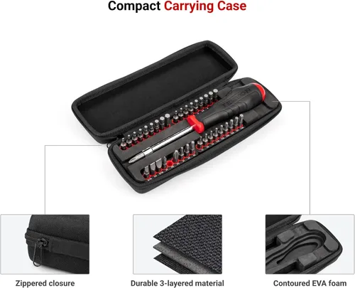 Vista 5 de TEKTON Juego de portapuntas y puntas de 1/4 pulgada con estuche, 37 piezas DBH93101