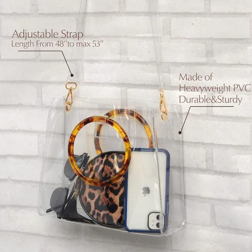 Vista 3 de Bolso claro de la manija redonda del bolso de las mujeres del bolso de la manija superior de la tortuga del totalizador del PVC