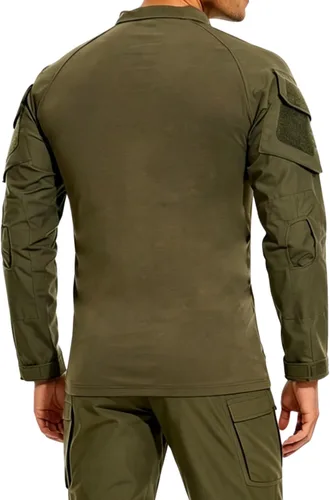 Vista 5 de TACVASEN Camisa táctica de combate de manga larga para hombre con Verde militar
