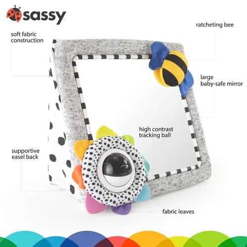 Vista 3 de Sassy Tummy Time - Espejo de piso See Me para mayores de 0 meses (80928)