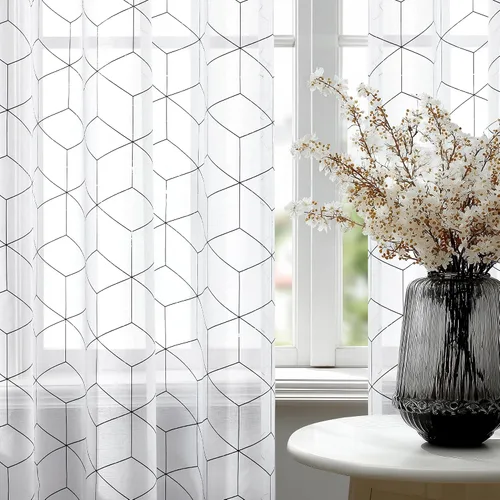 Vista 32 de Deconovo - Cortinas transparentes con filtro de luz de 84 pulgadas de largo Plata