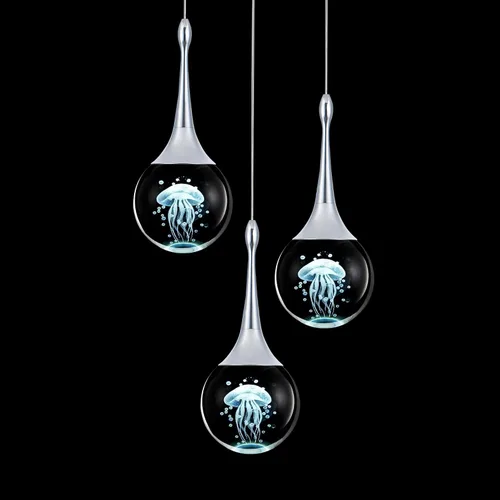 Vista 8 de CHYING Lámpara colgante dorada de cristal LED Iluminación colgante de medusa lágrima luces colgantes mini luces colgantes para isla de cocina, baño