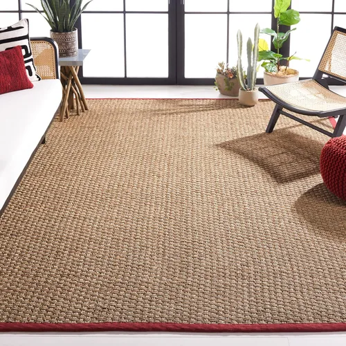 Vista 35 de SAFAVIEH Natural Fiber Collection NF114A - Alfombra de pasillo de hierba marina con patrón de tejido de cesta y borde, de 2 pies 6 pulgadas x 16
