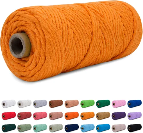 Vista 12 de CAMAL Cordón de macramé de 0.157 in x 109 yardas (328.1 ft), cuerda de algodón de color para tejer, manualidades, colgar en la pared, proyectos