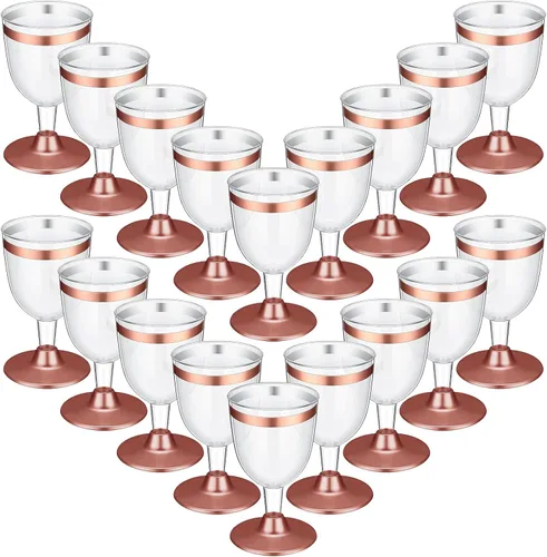 Vista 8 de Didaey 48 copas de vino de plástico desechables de 6 onzas, copas de vino para fiestas, vasos de plástico duro con tallo apilables para copas
