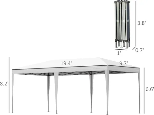 Vista 7 de Toldo Outsunny de fácil armado, blanco, de 3 x 6 metros