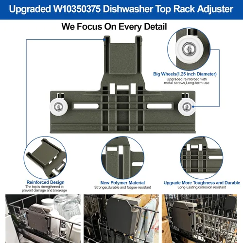 Vista 6 de Actualizado W10350375 Piezas de Ajuste de Estante Superior de Lavavajillas para Whirlpool WDT730PAHZ0 WDT750SAHZ0, Piezas de Estante Superior