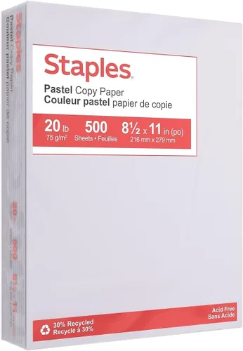 Vista 8 de Staples - Papel multiusos reciclado pastel, 8.5x11, surtido, 400 sht