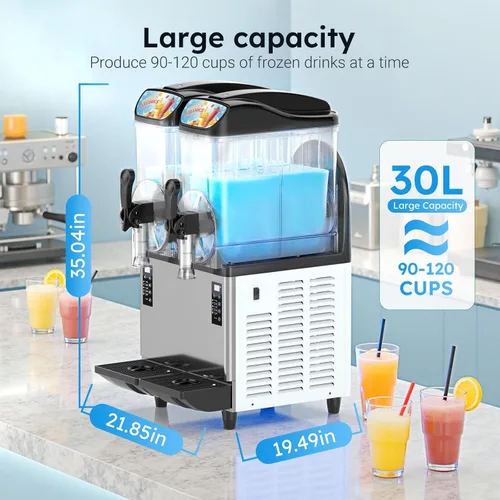 Vista 6 de Máquina Comercial de Margarita y Granizado Mojgar de 30L 8 Gal, 1100W 110V, batidora de bebidas heladas para bar, máquina eléctrica grande