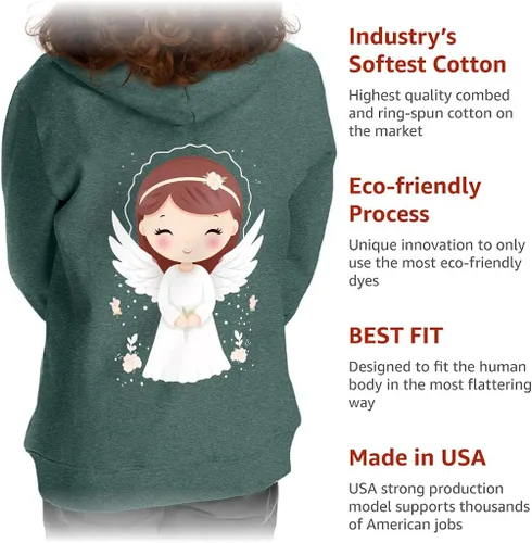 Vista 5 de Funny Angel Toddler Full-Zip Hoodie - Graphic Toddler Hoodie - Illustration Kids' Hoodie