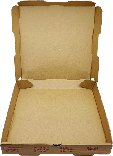 Vista 3 de Bits N Things Caja de pizza corrugada con flauta B 10 unidades (Kraft con diseño, 12 x 12 x 2 pulgadas)