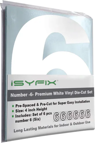 Vista 66 de iSYFIX - Calcomanías de vinilo blancas con número 0 (cero) - Juego de 6 unidades de 1.5 pulgadas autoadhesivas - Decalcomanías premium troqueladas