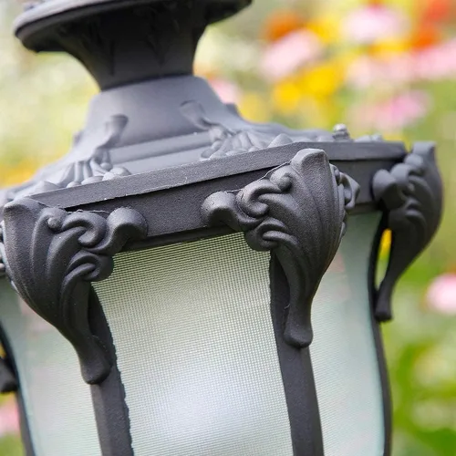 Vista 5 de Luz de pilar impermeable para exteriores, lámpara de columna exterior, impermeable, impermeable, de una sola cabeza, farol de vidrio antiguo