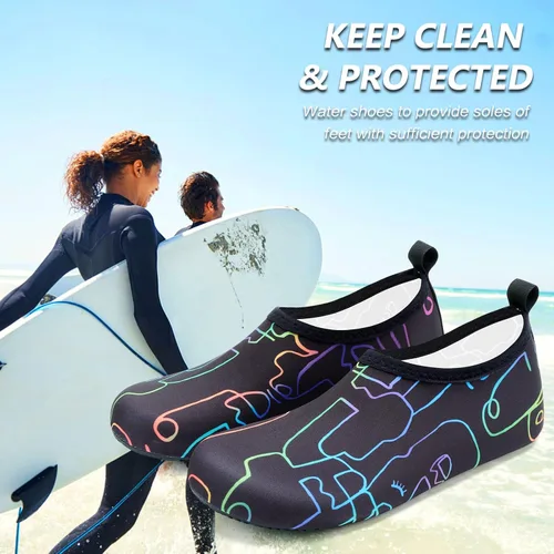 Vista 6 de Deevike Zapatos acuáticos para mujeres y hombres, estilo descalzo, de secado rápido, calcetines de agua sin cordones para playa, piscina, natación