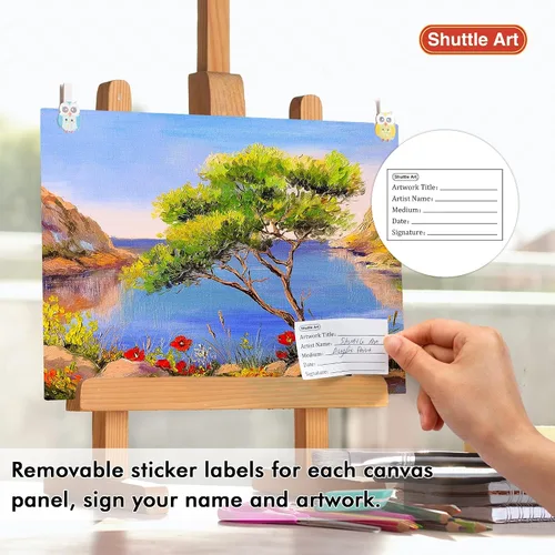 Vista 7 de Shuttle Art Kit de pintura en lienzo, paquete de 50, 28 lienzos de varios tamaños para pintar y 22 herramientas de arte