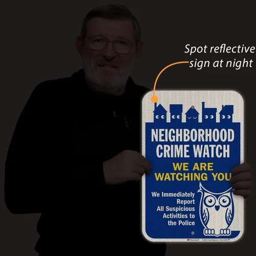 Vista 5 de SmartSign Letrero de "Neighborhood Crime Watch - We Are Watching You" 12 x 18 pulgadas, aluminio reflectante de grado diamante 3M