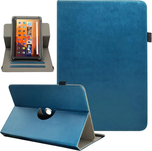 Vista 11 de Funda universal para tablet Android de 10 y 10.1 pulgadas, Dluggs de piel sintética con rotación de 360 grados, soporte multiángulo