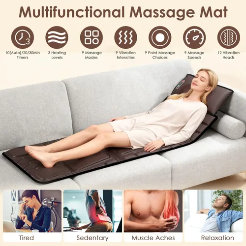 Vista 2 de KOCASO Alfombrilla de masaje de cuerpo completo de piel sintética, almohadilla multifuncional para silla de masaje con temporizador de calor