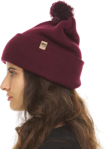 Vista 3 de Minus33 - Gorro de punto con pompón de peso medio, 100% lana merina, gorro de invierno