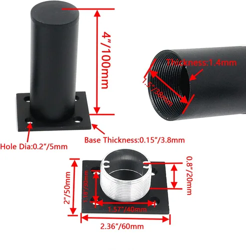 Vista 2 de Bitray Patas para muebles de 4 pulgadas de longitud ajustable mesa de escritorio pie negro - 4 piezas