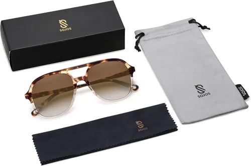 Vista 5 de SOJOS Gafas de sol estilo aviador polarizadas retro para mujeres y hombres, clásicos de los años 70, estilo vintage, cuadrados, estilo aviador
