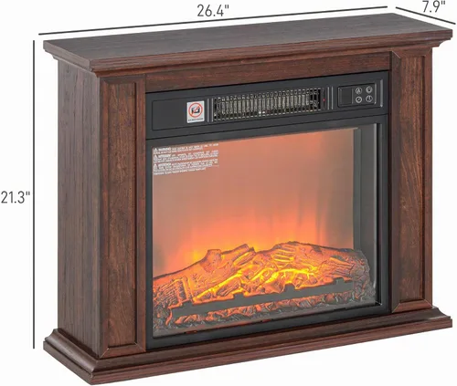 Vista 7 de HOMCOM Chimenea eléctrica de 26" con mantel envolvente Independiente marrón Marrón Oscuro