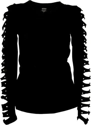 Vista 2 de Angel Wings Bling Bling Bling Rhinestones camiseta rasgado corte largo