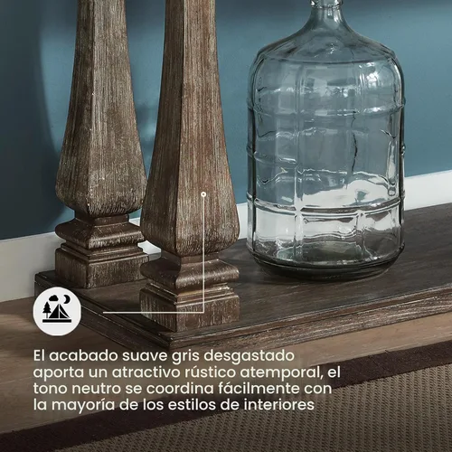 Vista 6 de Signature Design by Ashley Johnelle - Mesa de sofá casual, mesa enmarcada con aspecto de tablón, acabado desgastado, chapas de olmo y madera, 60