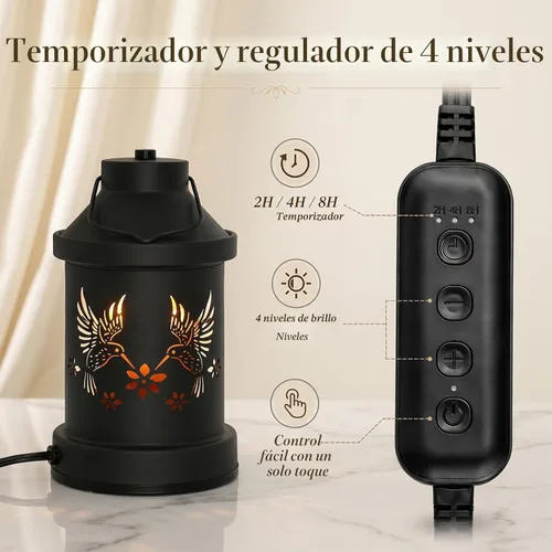 Vista 5 de Lámpara calentadora de velas con temporizador - Regalos de Navidad para mujeres y mamás, regalos para inauguración de casa y nueva decoración