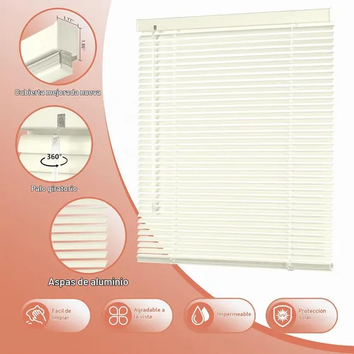 Vista 2 de Mini persianas de aluminio de 1 pulgada con lamas de metal oscurecedoras, persianas venecianas horizontales nuevas para ventanas, anti-UV