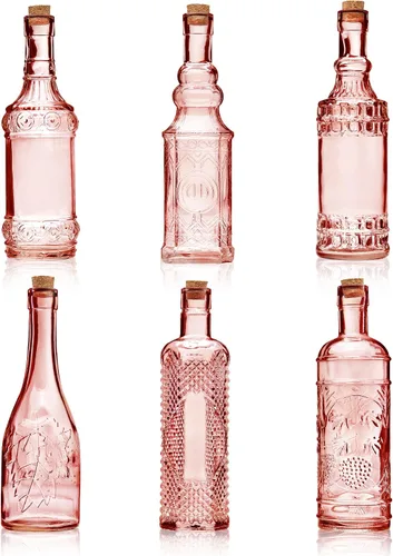 Vista 9 de BULK PARADISE Botellas de vidrio azul surtido con corchos, paquete de 6, 2.5 x 9 pulgadas, 16 onzas