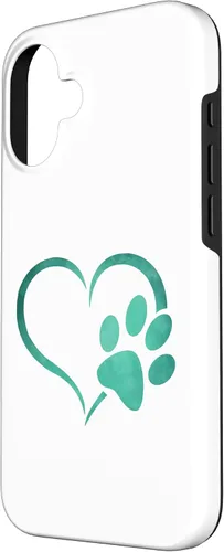 Vista 2 de Vintage green Dog Paw Print heart For Dogs Lover Case for iPhone 16