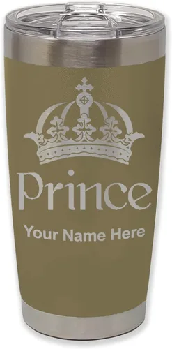 Vista 36 de LaserGram Vaso aislado al vacío de 20 onzas, Prince Crown, grabado personalizado incluido (negro)