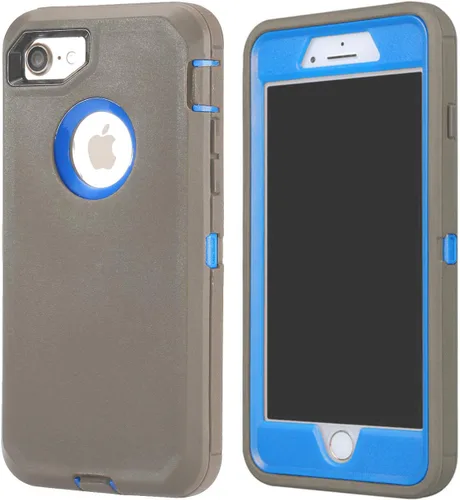 Vista 14 de Funda para iPhone 8 y iPhone 7, resistente, con función atril, protector de pantalla integrado, 4 en 1, fuerte y resistente a prueba de golpes