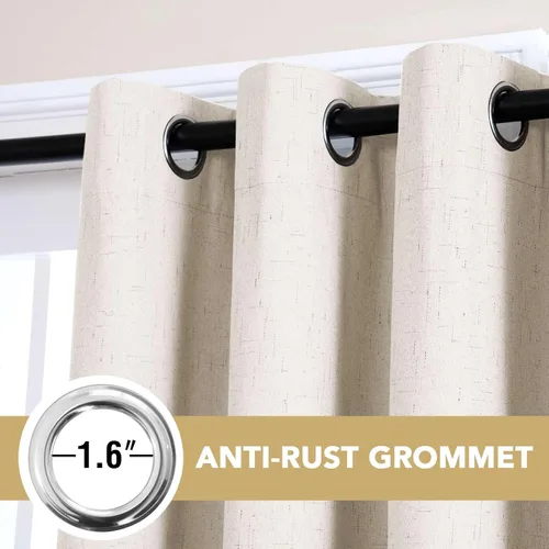 Vista 100 de H.VERSAILTEX Cortina 100% opaca para dormitorio, 63 pulgadas de largo, con ojales, cara de lino, bloqueo de luz completa, cortina para sala de Arena