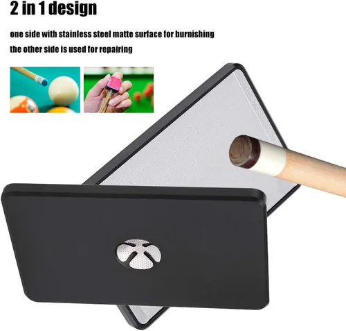 Vista 3 de 2 in 1 Pool Cue Scuffer Featuring a Stainless Steel Matte Surface for Burnishing, a Compact Billiard Cue Tip Shaper for All Billiard Players