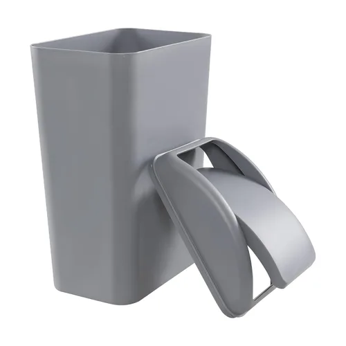 Vista 7 de Esdiplot - Cubo de basura con tapa oscilante de 3.5 galones, cubo de basura de plástico con tapa abatible, color gris