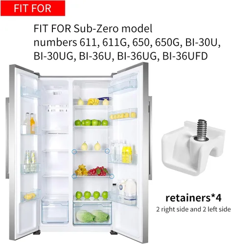 Vista 3 de Paquete de 4 retenedores de cesta de congelador 7009399 Reemplazo SUB ZERO congelador cesta inferior 5029 611 650 BI-30U BI-30UG 611G BI-30U, Vanshly