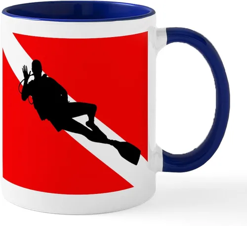 Vista 13 de CafePress Scuba Flag Diver Taza de café de cerámica de 11 oz (11.0 fl oz)