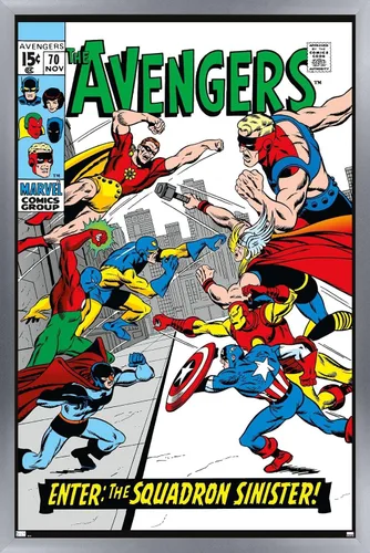 Vista 11 de Trends International Marvel Comics Avengers #70 - Póster de pared, 22.4 pulgadas de largo x 14.7 pulgadas, versión enmarcada en madera de granero