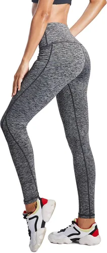 Vista 2 de Neleus calzas de yoga para mujer con bolsillo y cintura alta para correr con control de barriga