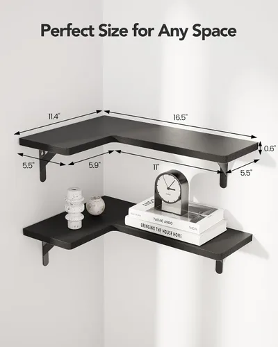 Vista 2 de AMADA HOMEFURNISHING Estantes flotantes de esquina, juego de 4 estantes de pared de esquina, estantes para decoración de pared, estantes esquineros