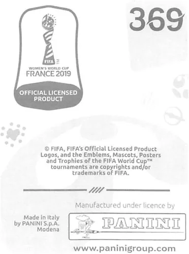 Vista 2 de 2019 Panini FIFA Women's World Cup France Album Stickers (Individual Sticker Only) Soccer #369 Anna Green New Zealand 2 Inch by 2 1/2 Inch