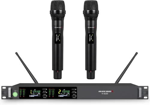Vista 9 de Sistema de micrófono inalámbrico con micrófonos inalámbricos de 8 canales w/8 Handheld Dynamic Microphones, IR Auto Scan, 8x25 UHF Frequencies